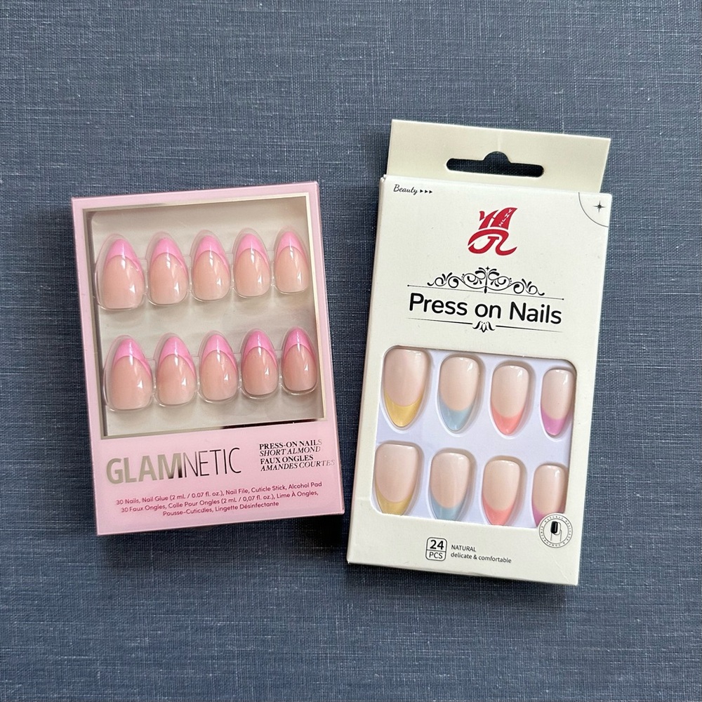 NEW Glamnetic & generic colorful French tip presson nail packs- 2 packs total